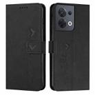 For OPPO Reno8 Skin Feel Heart Pattern Leather Phone Case(Black) - 1