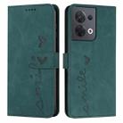 For OPPO Reno8 Skin Feel Heart Pattern Leather Phone Case(Green) - 1