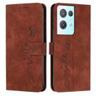 For OPPO Reno8 Pro/Reno8 Pro+ Skin Feel Heart Pattern Leather Phone Case(Brown) - 1