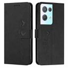 For OPPO Reno8 Pro/Reno8 Pro+ Skin Feel Heart Pattern Leather Phone Case(Black) - 1