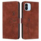 For Xiaomi Redmi A1 Skin Feel Heart Pattern Leather Phone Case(Brown) - 1