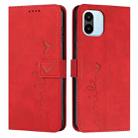For Xiaomi Redmi A1 Skin Feel Heart Pattern Leather Phone Case(Red) - 1