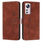 For Xiaomi 12 Lite Skin Feel Heart Pattern Leather Phone Case(Brown) - 1