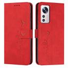 For Xiaomi 12 Lite Skin Feel Heart Pattern Leather Phone Case(Red) - 1