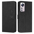 For Xiaomi 12 Lite Skin Feel Heart Pattern Leather Phone Case(Black) - 1