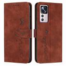 For Xiaomi 12T/12T Pro/Redmi K50 Ultra Skin Feel Heart Pattern Leather Phone Case(Brown) - 1