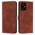 For Xiaomi Poco M4 5G Skin Feel Heart Pattern Leather Phone Case(Brown) - 1