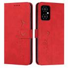 For Xiaomi Poco M4 5G Skin Feel Heart Pattern Leather Phone Case(Red) - 1