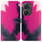 For Asus Zenfone 9 Watercolor Pattern Flip Leather Phone Case(Berry Color) - 1