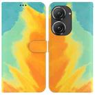 For Asus Zenfone 9 Watercolor Pattern Flip Leather Phone Case(Autumn Leaf) - 1