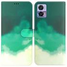 For Motorola Edge 30 Neo / Edge 30 Lite Watercolor Pattern Flip Leather Phone Case(Cyan Green) - 1