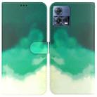 For Motorola Moto S30 Pro 5G / Edge 30 Fusion Watercolor Pattern Flip Leather Phone Case(Cyan Green) - 1