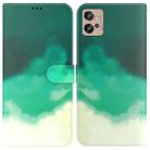 For Motorola Moto G32 Watercolor Pattern Flip Leather Phone Case(Cyan Green) - 1