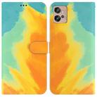 For Motorola Moto G32 Watercolor Pattern Flip Leather Phone Case(Autumn Leaf) - 1