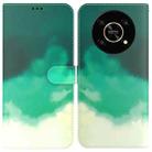 For Honor X9 / X9 5G Watercolor Pattern Flip Leather Phone Case(Cyan Green) - 1
