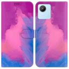 For Realme C30 Watercolor Pattern Flip Leather Phone Case(Purple Red) - 1