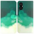 For Xiaomi Poco M4 5G Watercolor Pattern Flip Leather Phone Case(Cyan Green) - 1