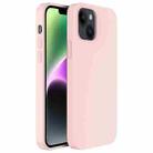 For iPhone 14 Mutural Yuemu Series Liquid Silicone Microfiber Case(Pink) - 1