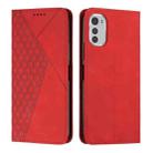 For Motorola Moto E32 4G/E32s Diamond Pattern Splicing Skin Feel Magnetic Phone Case(Red) - 1