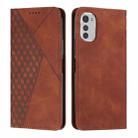 For Motorola Moto E32 4G/E32s Diamond Pattern Splicing Skin Feel Magnetic Phone Case(Brown) - 1