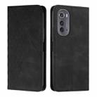 For Motorola Edge 2022 Diamond Pattern Splicing Skin Feel Magnetic Phone Case(Black) - 1