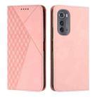 For Motorola Edge 2022 Diamond Pattern Splicing Skin Feel Magnetic Phone Case(Rose Gold) - 1