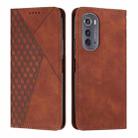 For Motorola Edge 2022 Diamond Pattern Splicing Skin Feel Magnetic Phone Case(Brown) - 1