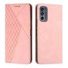 For Motorola Moto G62 5G Diamond Pattern Splicing Skin Feel Magnetic Phone Case(Rose Gold) - 1