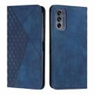 For Motorola Moto G62 5G Diamond Pattern Splicing Skin Feel Magnetic Phone Case(Blue) - 1