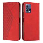 For Motorola Moto S30 Pro 5G/Edge 30 Fusion 5G Diamond Pattern Splicing Skin Feel Magnetic Phone Case(Red) - 1