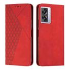 Diamond Splicing Skin Feel Magnetic Leather Phone Case For OPPO A57 5G/Realme V23/A77 5G/A57 4G Global/A57e 4G Global/A57s 4G Global/A77 4G Global/OnePlus Nord N20 SE 4G Global(Red) - 1