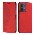 For OPPO Reno8 5G/Reno8 5G Global Diamond Splicing Skin Feel Magnetic Leather Phone Case(Red) - 1