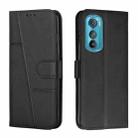 For Motorola Edge 30 Stitching Calf Texture Buckle Leather Phone Case(Black) - 1