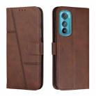 For Motorola Edge 30 Stitching Calf Texture Buckle Leather Phone Case(Brown) - 1