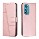 For Motorola Edge 30 Stitching Calf Texture Buckle Leather Phone Case(Pink) - 1