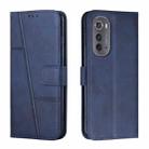 For Motorola Edge 2022 Stitching Calf Texture Buckle Leather Phone Case(Blue) - 1