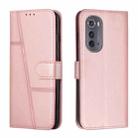 For Motorola Edge 2022 Stitching Calf Texture Buckle Leather Phone Case(Pink) - 1