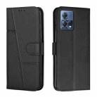 For Motorola Moto S30 Pro 5G/Edge 30 Fusion 5G Stitching Calf Texture Buckle Leather Phone Case(Black) - 1