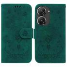 For Asus Zenfone 9 Butterfly Rose Embossed Leather Phone Case(Green) - 1