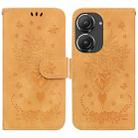 For Asus Zenfone 9 Butterfly Rose Embossed Leather Phone Case(Yellow) - 1