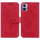 For Motorola Edge 30 Neo / Edge 30 Lite Butterfly Rose Embossed Leather Phone Case(Red) - 1