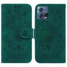 For Motorola Moto S30 Pro 5G / Edge 30 Fusion Butterfly Rose Embossed Leather Phone Case(Green) - 1