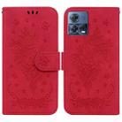 For Motorola Moto S30 Pro 5G / Edge 30 Fusion Butterfly Rose Embossed Leather Phone Case(Red) - 1