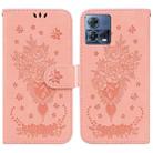 For Motorola Moto S30 Pro 5G / Edge 30 Fusion Butterfly Rose Embossed Leather Phone Case(Pink) - 1