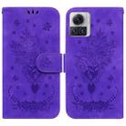 For Motorola Moto X30 Pro 5G / Edge 30 Ultra Butterfly Rose Embossed Leather Phone Case(Purple) - 1