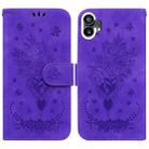 For Nothing Phone 1 Butterfly Rose Embossed Leather Phone Case(Purple) - 1