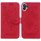 For Nothing Phone 1 Butterfly Rose Embossed Leather Phone Case(Red) - 1