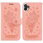 For Nothing Phone 1 Butterfly Rose Embossed Leather Phone Case(Pink) - 1