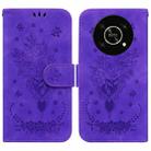 For Honor X9 / X9 5G Butterfly Rose Embossed Leather Phone Case(Purple) - 1