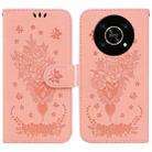 For Honor X9 / X9 5G Butterfly Rose Embossed Leather Phone Case(Pink) - 1